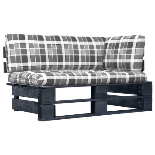 vidaXL Ogrodowa sofa narożna z palet, czarna, drewno sosnowe