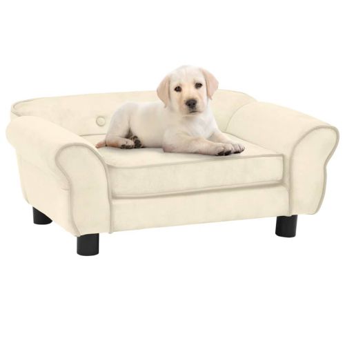 vidaXL Sofa dla psa, kremowa, 72x45x30 cm, pluszowa