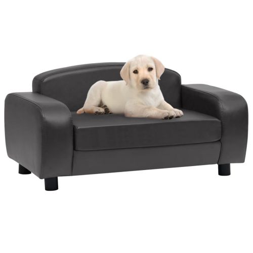 vidaXL Sofa dla psa, ciemnoszara, 80x50x40 cm, sztuczna skóra