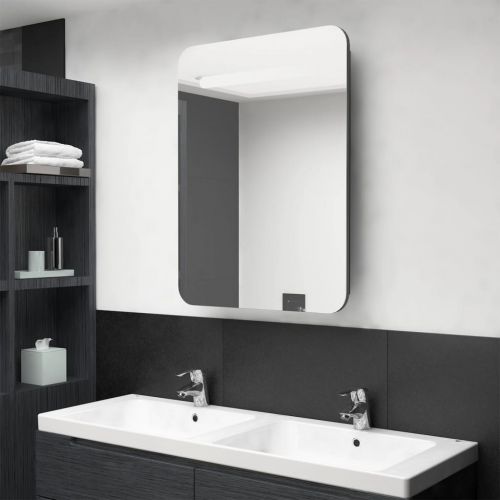 vidaXL Szafka łazienkowa z lustrem i LED, antracytowa, 60 x 11 x 80 cm