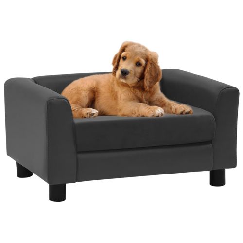 vidaXL Sofa dla psa, ciemnoszara, 60x43x30 cm, plusz i sztuczna skóra