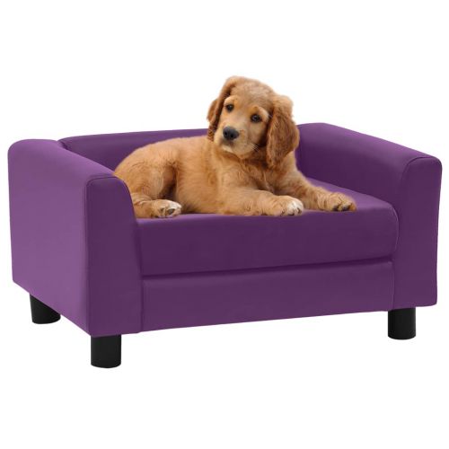 vidaXL Sofa dla psa, burgundowa, 60x43x30 cm, plusz i sztuczna skóra
