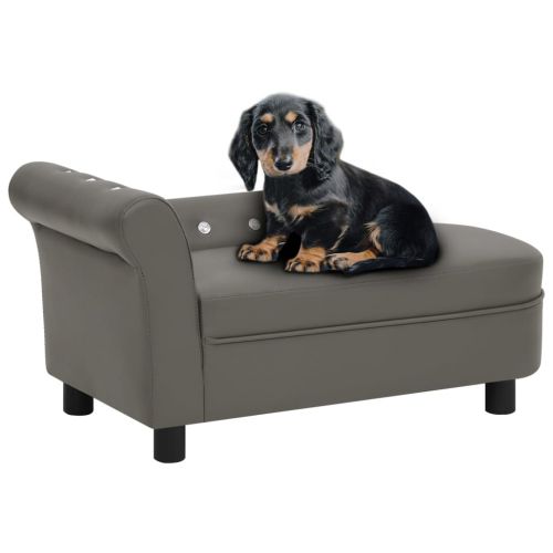 vidaXL Sofa dla psa, szara, 83x45x42 cm, sztuczna skóra