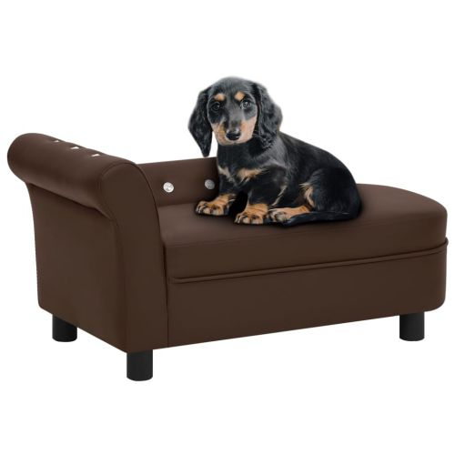 vidaXL Sofa dla psa, brązowa, 83x45x42 cm, sztuczna skóra