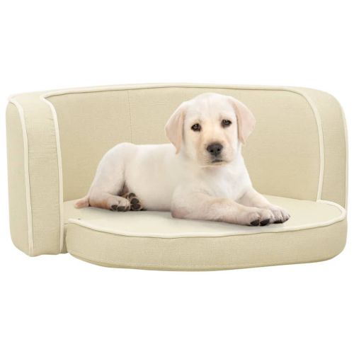 vidaXL Rozkładana sofa dla psa, kremowa, 76x71x30 cm, lniana