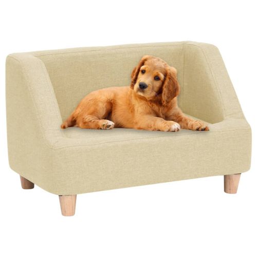 vidaXL Sofa dla psa, kremowa, 60x37x39 cm, lniana