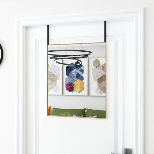 vidaXL Lustro na drzwi, złote, 50x60 cm, szkło i aluminium