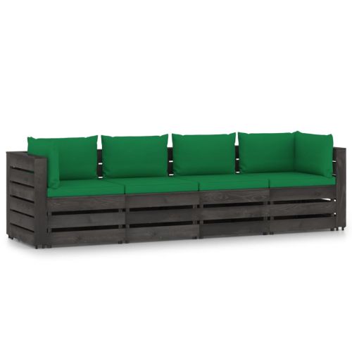 vidaXL Ogrodowa sofa 4-os. z poduszkami, impregnowane na szaro drewno