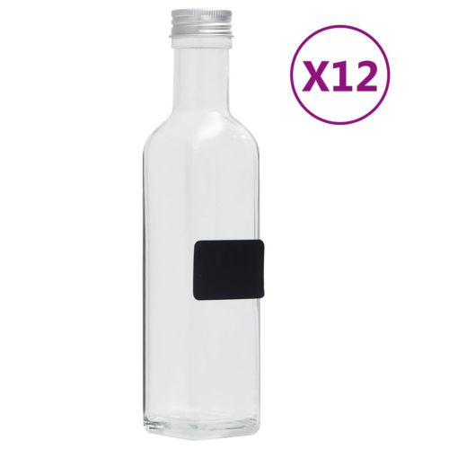 vidaXL Szklane butelki z zakrętkami, 12 szt., kwadratowe, 250 ml