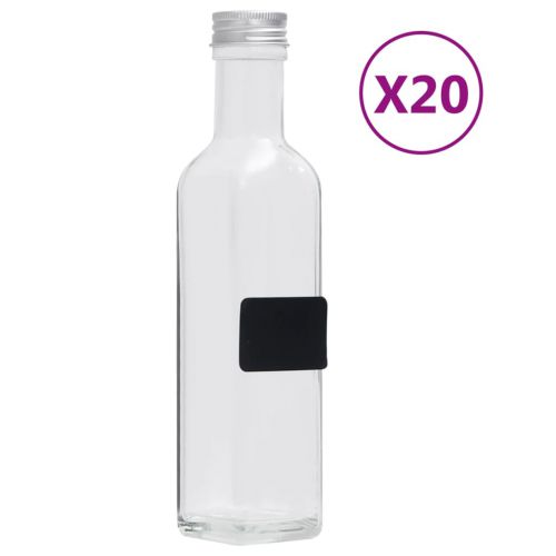 vidaXL Szklane butelki z zakrętkami, 20 szt., kwadratowe, 250 ml