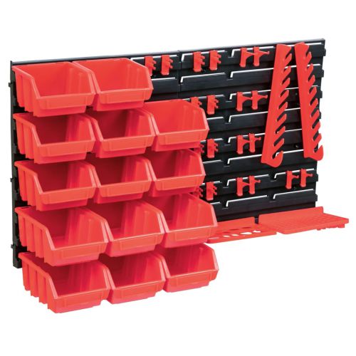 vidaXL 39-częściowy organizer na panelach ściennych, czerwono-czarny