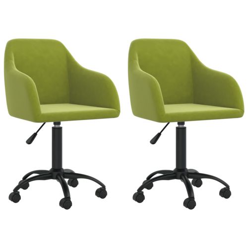 vidaXL Obrotowe krzesła stołowe, 2 szt., jasnozielone, obite aksamitem