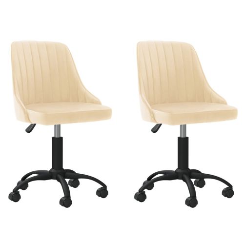 vidaXL Obrotowe krzesła stołowe, 2 szt., kremowe, obite aksamitem