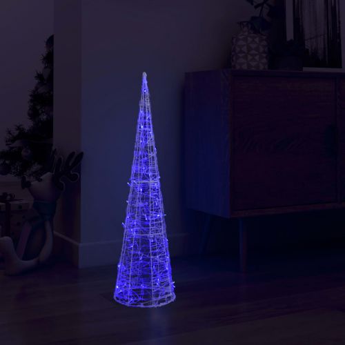 vidaXL Stożek dekoracyjny, akrylowy, niebieski, LED, 90 cm