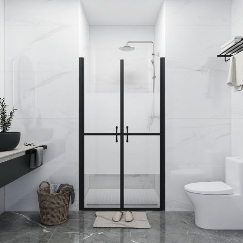 vidaXL Drzwi prysznicowe, szkło częściowo mrożone, ESG, (78-81)x190 cm