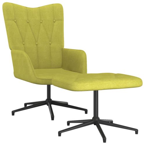 vidaXL Fotel z podnóżkiem, zielony, obity tkaniną
