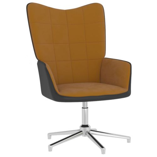 vidaXL Fotel brązowy, aksamit i PVC