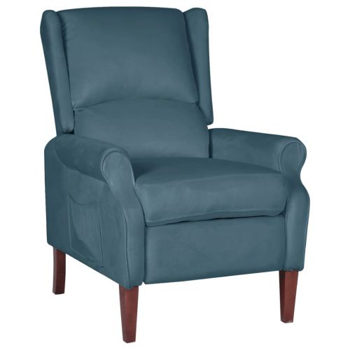 vidaXL Rozkładany fotel, niebieski, obity aksamitem