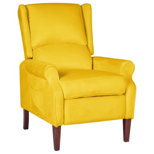vidaXL Rozkładany fotel, żółty, obity aksamitem