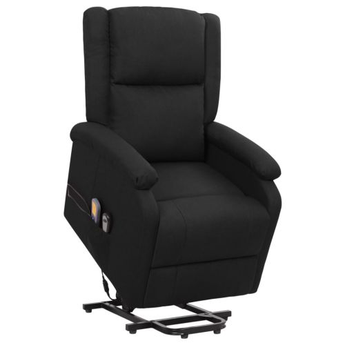 vidaXL Masujący fotel podnoszony, rozkładany, czarny, tkanina