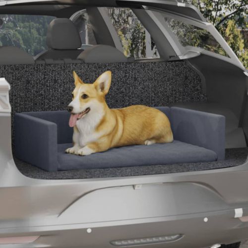 vidaXL Siedzisko samochodowe dla psa, szare, 90x60 cm, o wyglądzie lnu