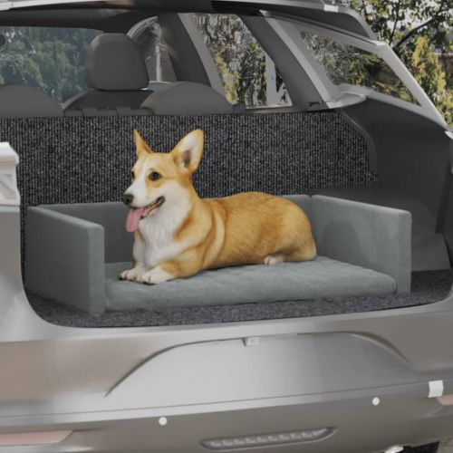 vidaXL Siedzisko samochodowe dla psa, jasnoszare, 90x60 cm