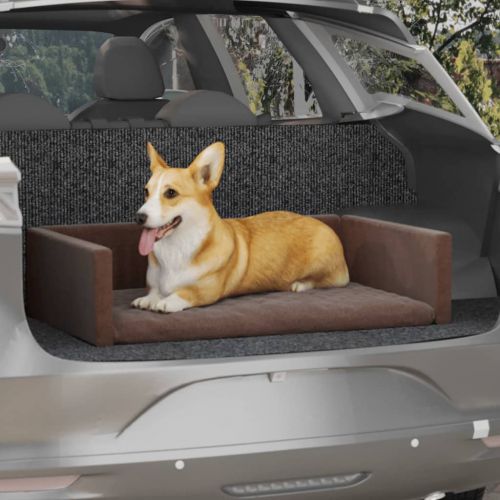 vidaXL Siedzisko samochodowe dla psa, brąz, 90x60 cm, o wyglądzie lnu