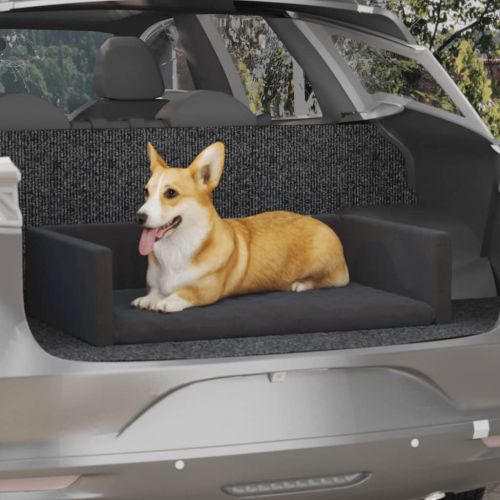 vidaXL Siedzisko samochodowe dla psa, czarne 90x60 cm, o wyglądzie lnu