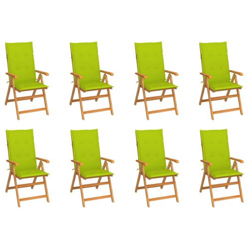 vidaXL Rozkładane krzesła ogrodowe z poduszkami, 8 szt., drewno tekowe