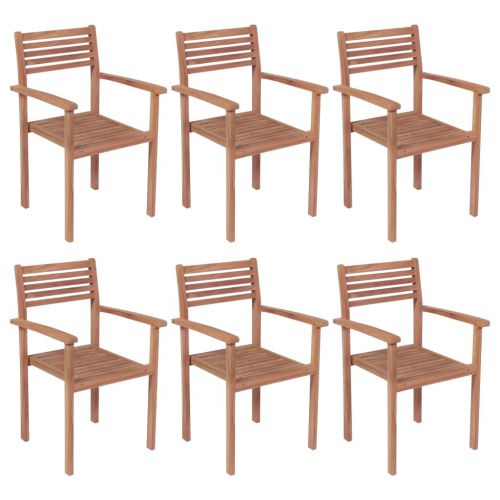 vidaXL Sztaplowane krzesła ogrodowe, 6 szt., lite drewno tekowe