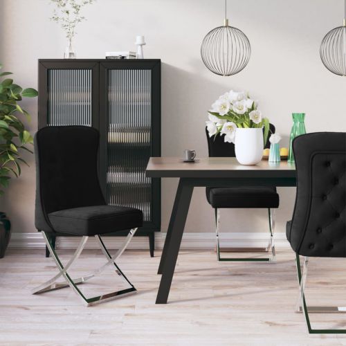 vidaXL Krzesła stołowe, 6 szt., czarne, 53x52x98 cm, aksamitne