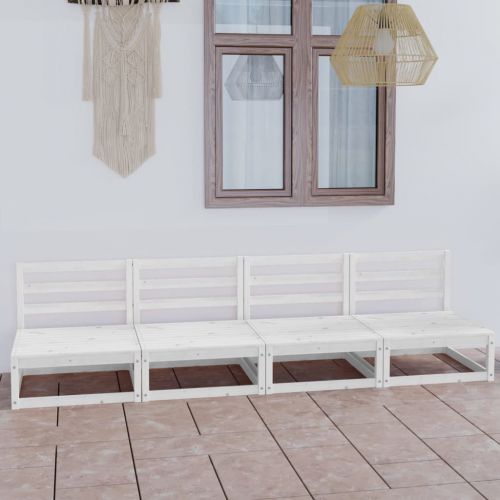 vidaXL 4-osobowa sofa ogrodowa, biała, lite drewno sosnowe