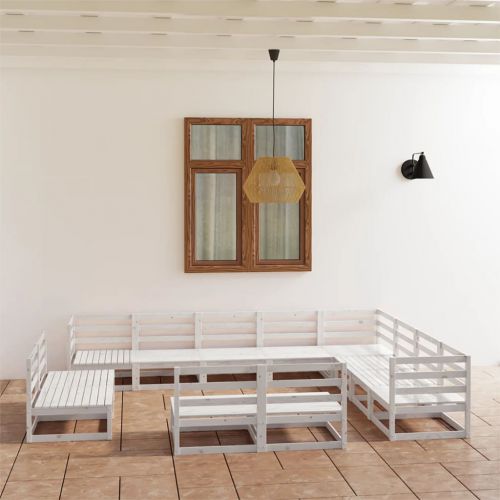 vidaXL 12-cz. zestaw mebli wypoczynkowych do ogrodu, biały, sosnowy