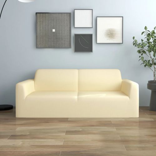 vidaXL Elastyczny pokrowiec na sofę 2-osobową, kremowy, dżersejowy