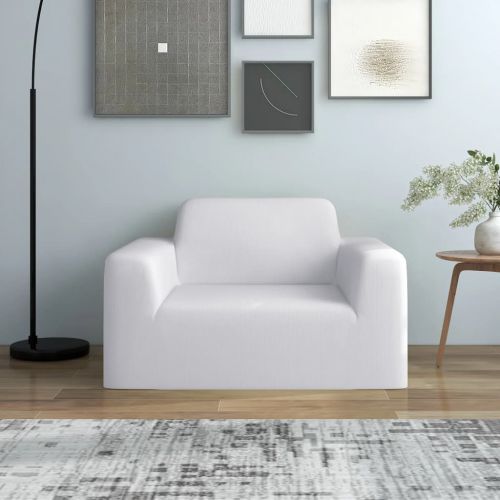 vidaXL Elastyczny pokrowiec na sofę, biały, dżersejowy