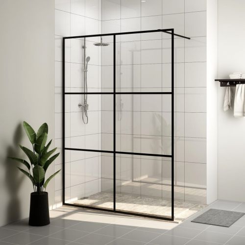 vidaXL Ścianka prysznicowa, przezroczyste szkło ESG, 140x195cm, czarna