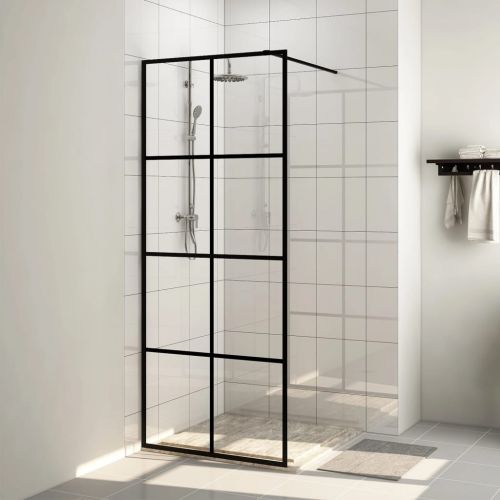 vidaXL Ścianka prysznicowa, przezroczyste szkło ESG, 80x195 cm, czarna