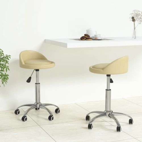 vidaXL Obrotowe krzesła stołowe, 2 szt., kremowe, obite sztuczną skórą