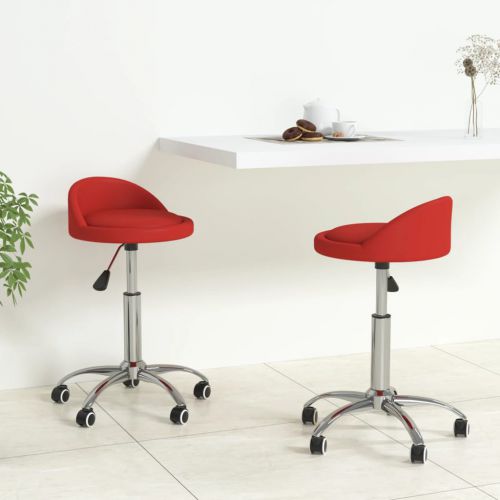 vidaXL Obrotowe krzesła stołowe, 2 szt., winna czerwień, ekoskóra