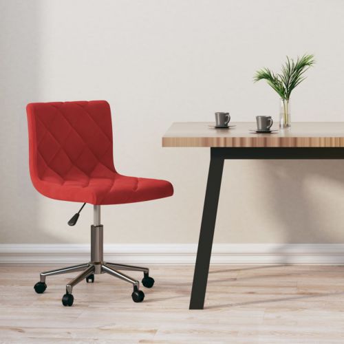 vidaXL Obrotowe krzesło biurowe, winna czerwień, obite aksamitem