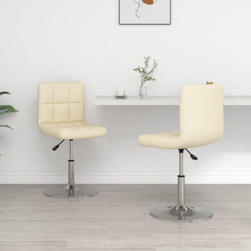 vidaXL Krzesła stołowe, 2 szt., kremowe, sztuczna skóra