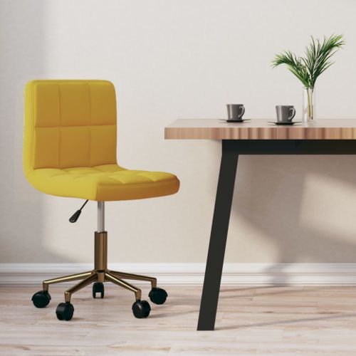 vidaXL Obrotowe krzesło stołowe, żółte, obite aksamitem