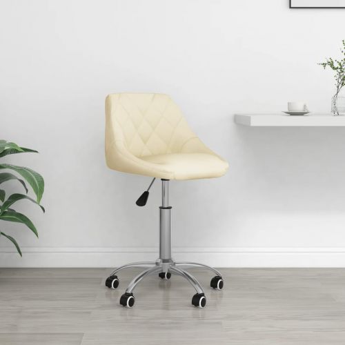 vidaXL Obrotowe krzesło biurowe, kremowe, obite sztuczną skórą