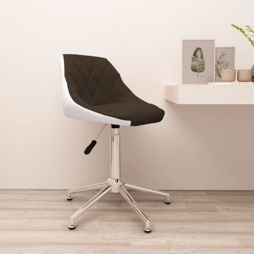 vidaXL Obrotowe krzesło biurowe, brązowo-białe, sztuczna skóra