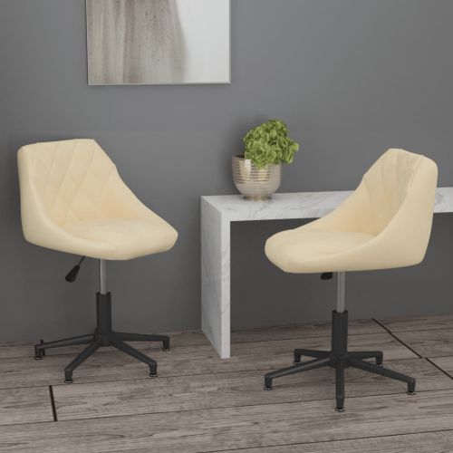 vidaXL Obrotowe krzesła stołowe, 2 szt., kremowe, obite aksamitem