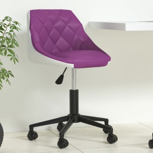 vidaXL Obrotowe krzesło biurowe, fioletowo-białe, sztuczna skóra