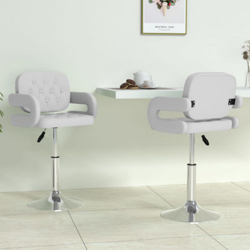 vidaXL Obrotowe krzesła stołowe, 2 szt., białe, obite sztuczną skórą