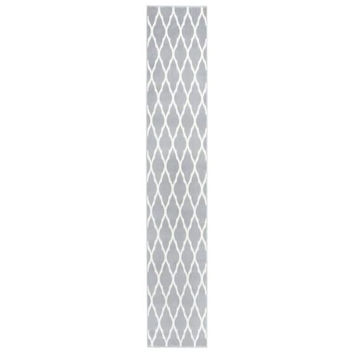vidaXL Chodnik dywanowy, BCF, szaro-biały, 80x500 cm