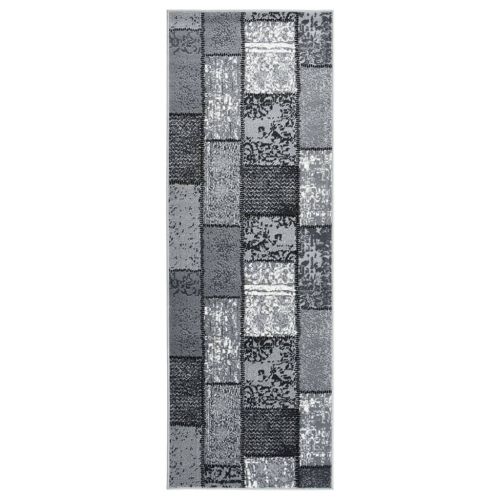 vidaXL Chodnik dywanowy, BCF, szary z geometrycznym wzorem, 100x300 cm
