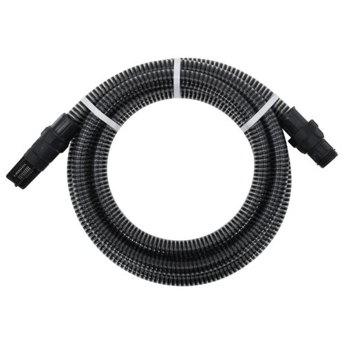 vidaXL Wąż ssący ze złączami z PVC, 4 m, 22 mm, czarny